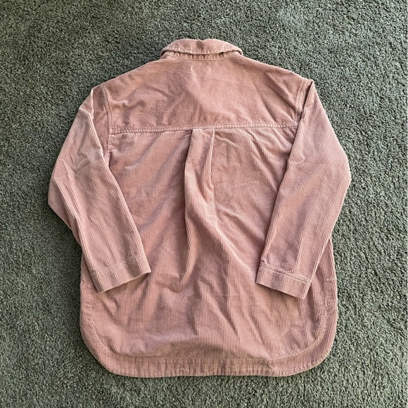 Madewell Pink Ribbed Soft Corduroy Yorkway Oversized Shirt-Jacket Shacket Sz S - Picture 12 of 12